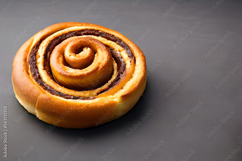 Fototapeta premium cinnamon roll, background gray, insolated