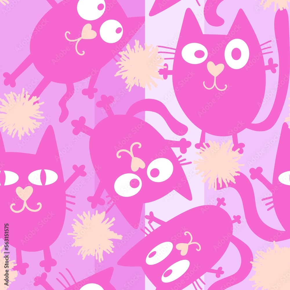 Halloween animals seamless black toys cats pattern for wrapping paper and kids clothes print and fabrics