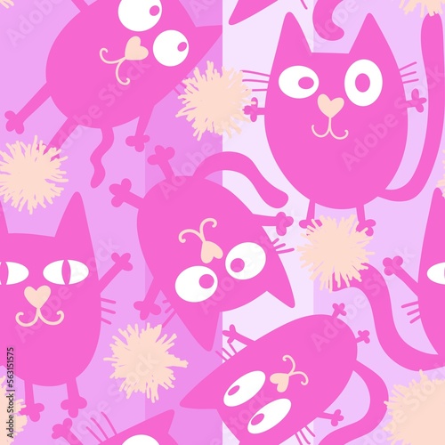 Fototapeta Naklejka Na Ścianę i Meble -  Halloween animals seamless black toys cats pattern for wrapping paper and kids clothes print and fabrics
