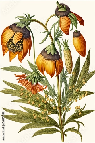 Fritillaria imperialis, the crown imperial, imperial fritillary or Kaiser`s crown photo