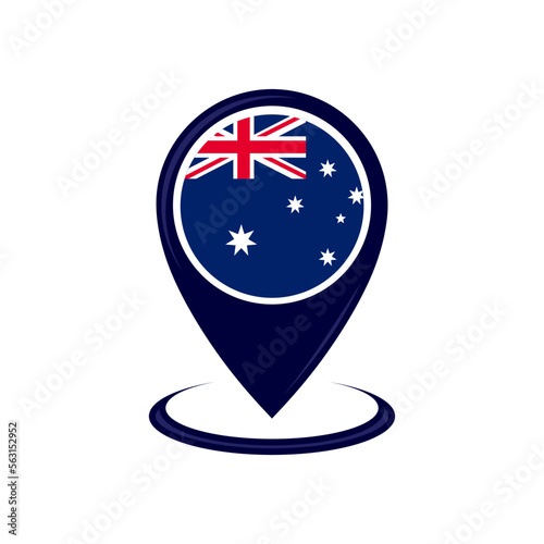 Location icon with Australia flag isolated. Australia flag and map pointer icon. vector illustration