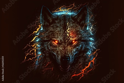 wolf in the night color art