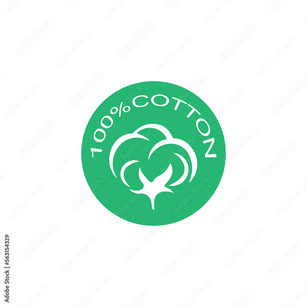 100% cotton icon.Natural organic cotton, pure cotton vector labels.logo vector illustration 100% cotton icon.Natural organic cotton, pure cotton vector labels.logo vector illustration