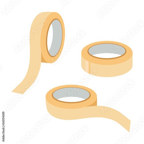 Sticky paper tape use for office or school stationery supplies on white background. Tape vector illustration can be used in educational book.