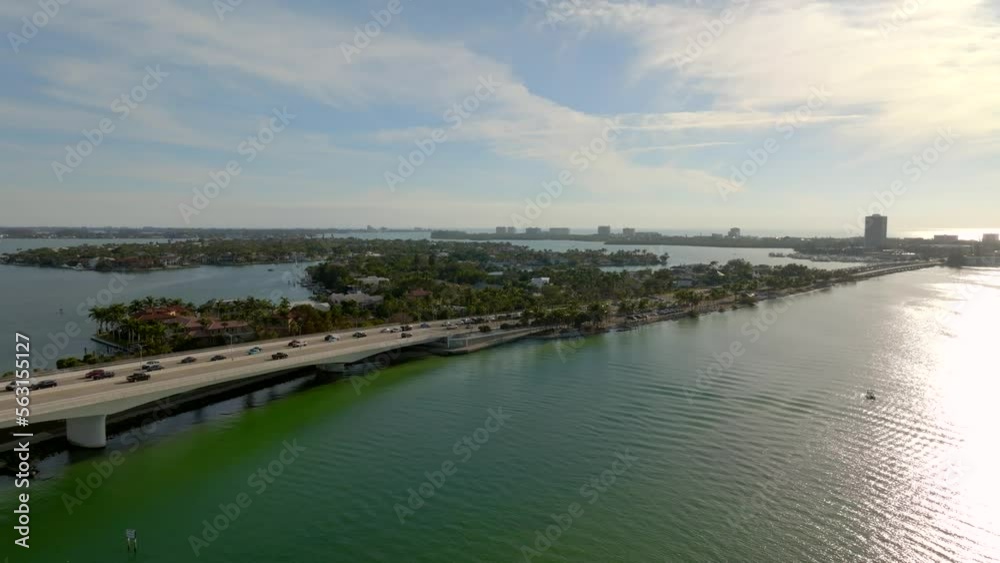 Aerial video Bird Key and West John Ringling Causeway Park Sarasota Florida Aerial video Bird Key and West John Ringling Causeway Park Sarasota Florida