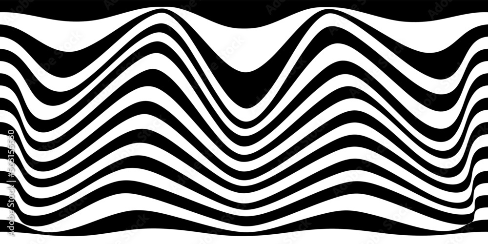 Abstract black and white zebra concept 3d background. Wave line pattern with the effect of illusion. Racial flag for various sports and racing events. Vector illustration. Abstract black and white zebra concept 3d background. Wave line pattern with the effect of illusion. Racial flag for various sports and racing events. Vector illustration.