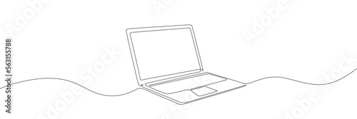 One line drawing of laptop gadget