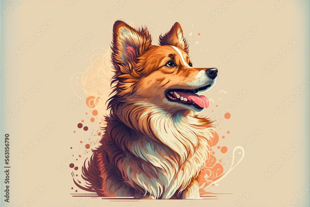 Naklejka premium Dog illustration icon logo design. Realistic cartoon character vector template. Animals and pets. Ai generated.