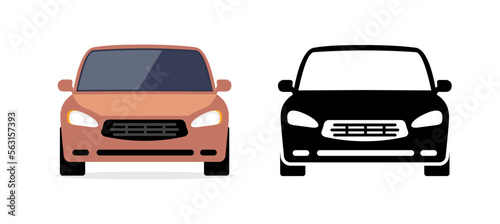 Car front view vector flat icon. Car parking cartoon front design shape