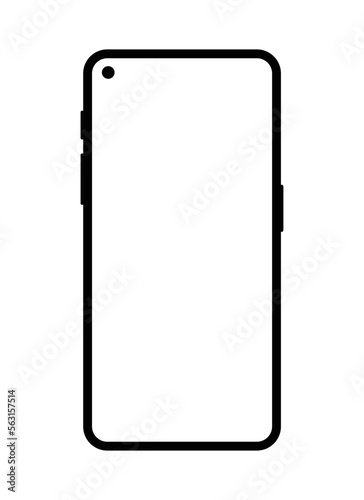 Smartphone mockup frameless blank screen frameless design. Smartphone icon on white background vector illustration. Flat Icon Mobile Phone, Handphone.