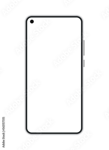Smartphone mockup frameless blank screen frameless design, iphone style.Smartphone icon on white background vector illustration. Flat Icon Mobile Phone, Handphone.