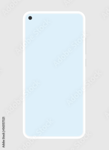 Minimalist modern white mockup of a smartphone, vector illustration. Smartphone mockup frameless blank screen frameless design. Mobile Phone, Handphone. Smartphone mockup innovative future technology.