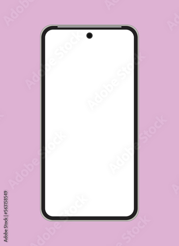 Smartphone mockup frameless blank screen frameless design. Mobile phone icon on pink background vector illustration. Flat Icon Mobile Phone, Handphone. Smartphone mockup innovative future technology.