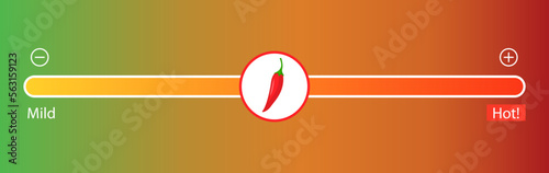 Spicy food level sauce hot sticker meter. Spicy level chili heat taste meter vector flavor cpicey