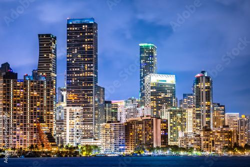 Miami downtown skyline evening waterfront view