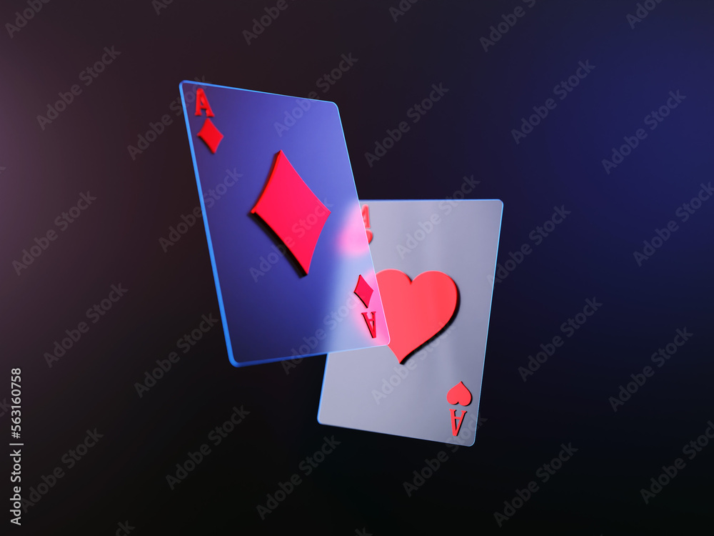 Obraz premium Dark Style Poker Card Element 3D Render
