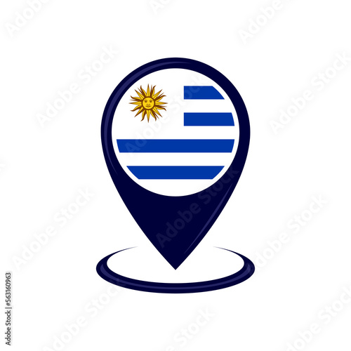 Free Download Location icon with Uruguay flag isolated. Uruguay flag and map pointer icon. vector illustration - GFXLoad