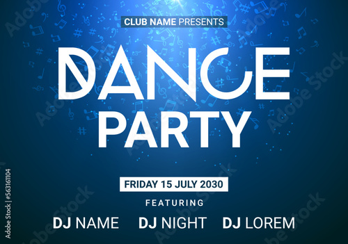 Dance music night poster background. Night club music concert DJ flyer vector design glow abstract banner event show techno electro house