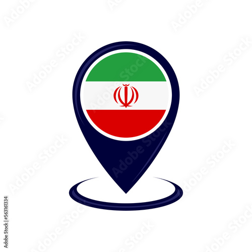 Free Download Location icon with Iran flag isolated. Iran flag and map pointer icon. vector illustration - GFXLoad