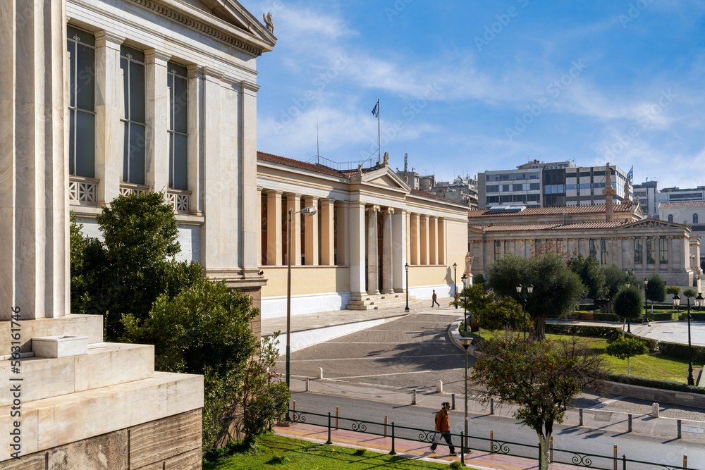 Athens neoclassical trilogy, as it commonly called. On the left the National Library, at the centre the University of Athens, on the right the Academy of Athens