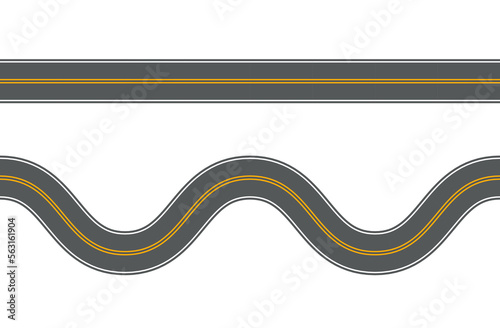 Winding road vector highway path long street asphalt isolated perspective road way journey illustration