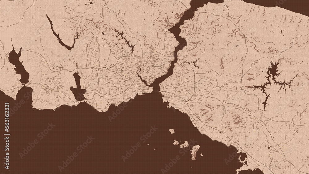 Istanbul city map. Vintage. Old style. Detailed. 13 k x 7,5 k px. 144 ppi