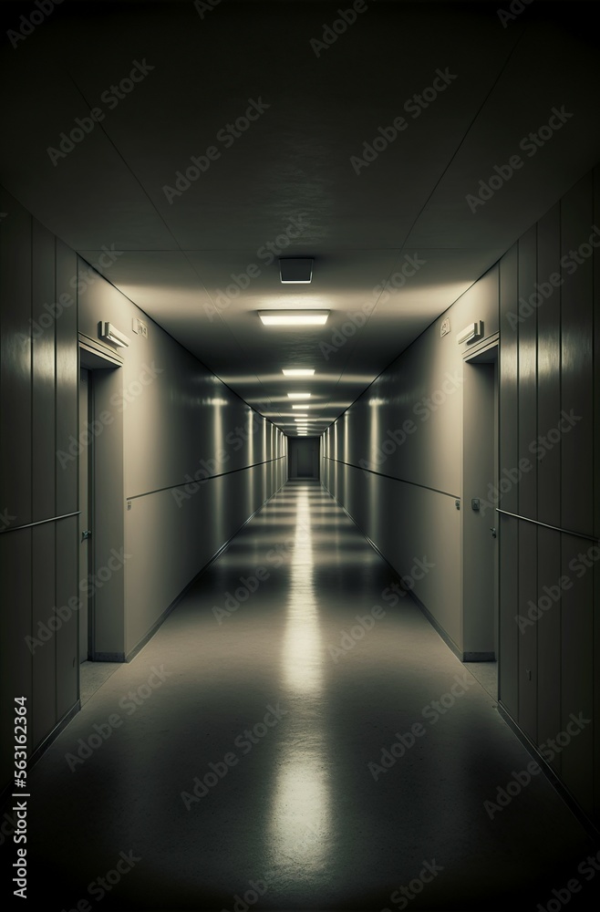 underground Tunnel with light at the end, AI generated illustration.