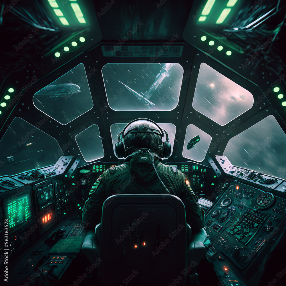 Fototapeta premium man piloting a spaceship generative AI
