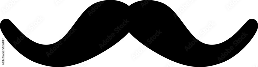 Simple Black Curly Moustache Symbol Icon with Upwards Rolled Ends. Vector Image.
