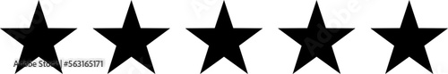 Five 5 Black Stars Icon Product Quality Review Symbol. Vector Image.	
