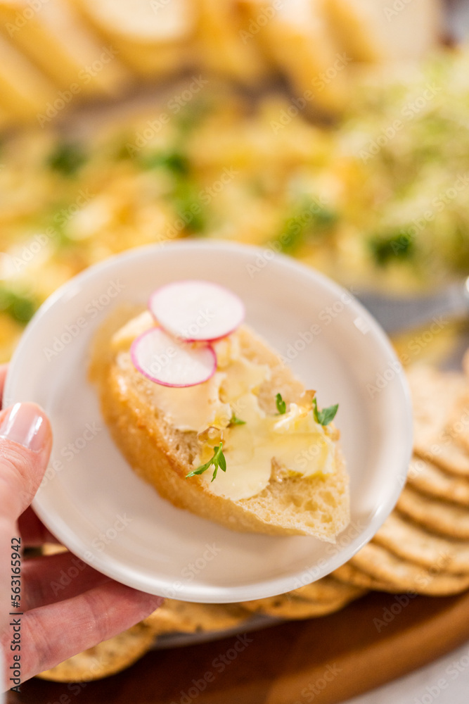 Butter board with vegetables and bread Butter board with vegetables and bread