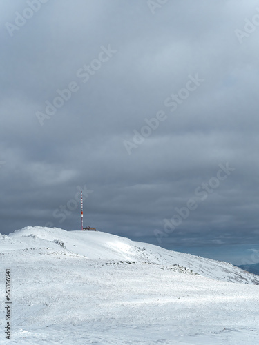 Kralova Hola TV tower in Slovakia during winter