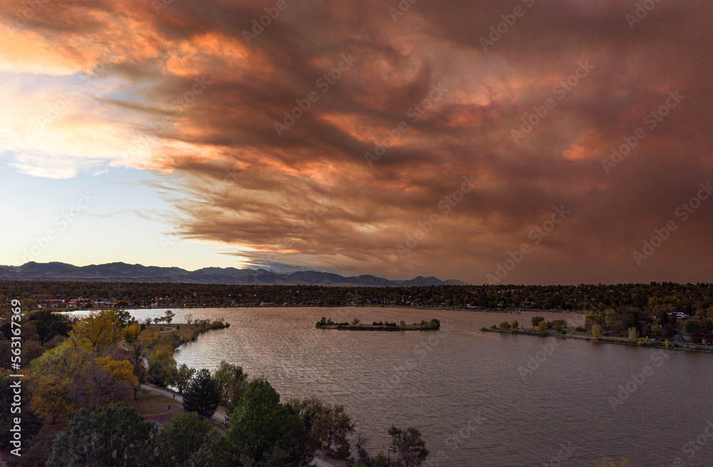 Wildfire Smoke over Sloan Lake in Colorado