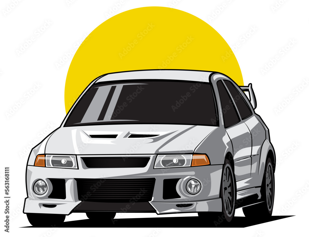 design car illustration vector graphic in white accent