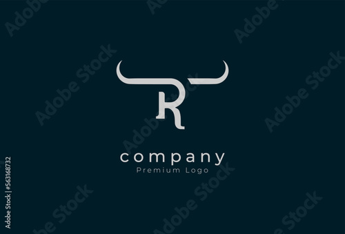 Initial R horn Logo, minimalist letter R with horn design logo, vector illustration