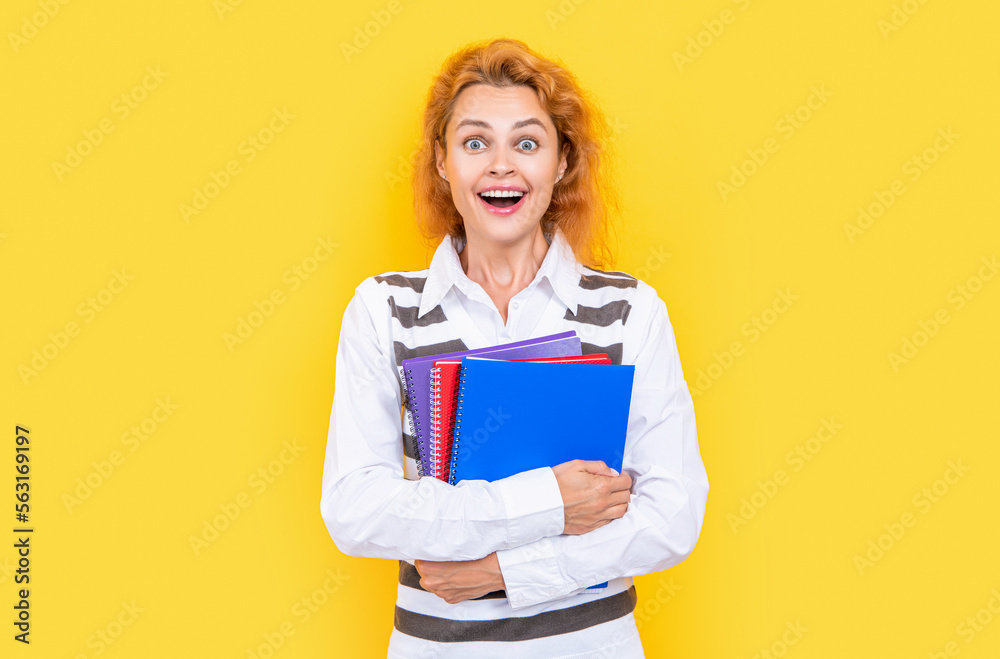 surprised school teacher woman at studio. photo of school teacher woman hold backpack. surprised school teacher woman at studio. photo of school teacher woman hold backpack.