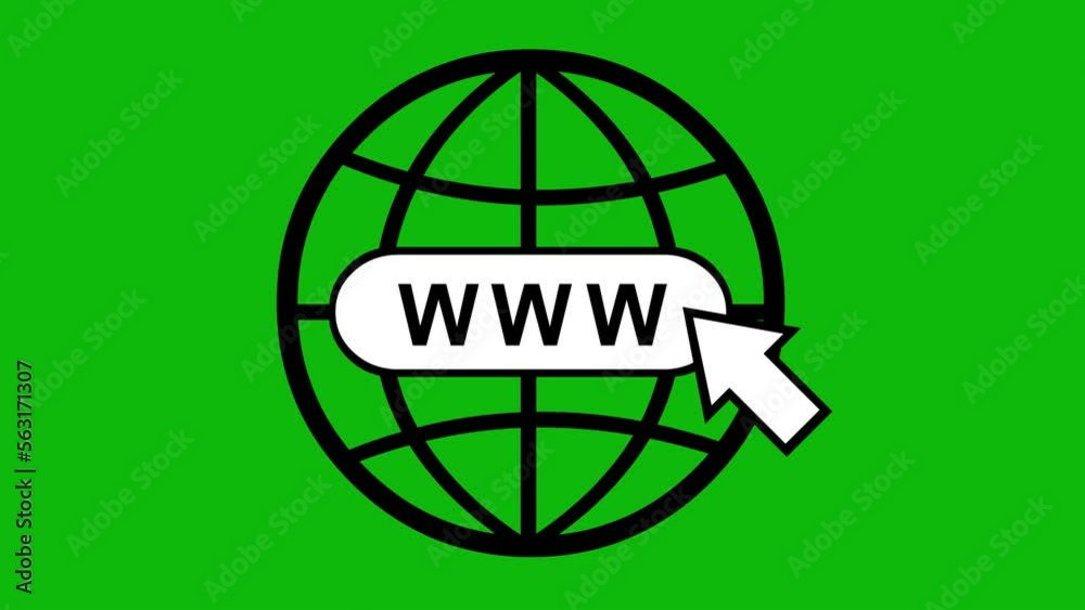 internet or website icon animation, on a chroma key green background