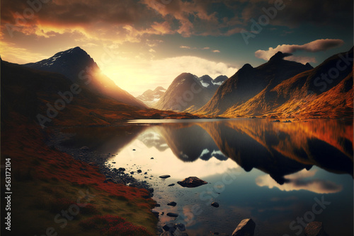 Wonderful landscapes, backgrounds at the edge of reality and dreams, tales and lakes, photoes and scenery of magicmade, AI generative