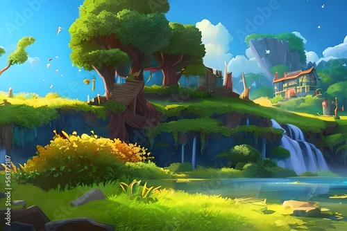 A Simple Cartoon Wallpaper Illustration for a Digital Game Environment