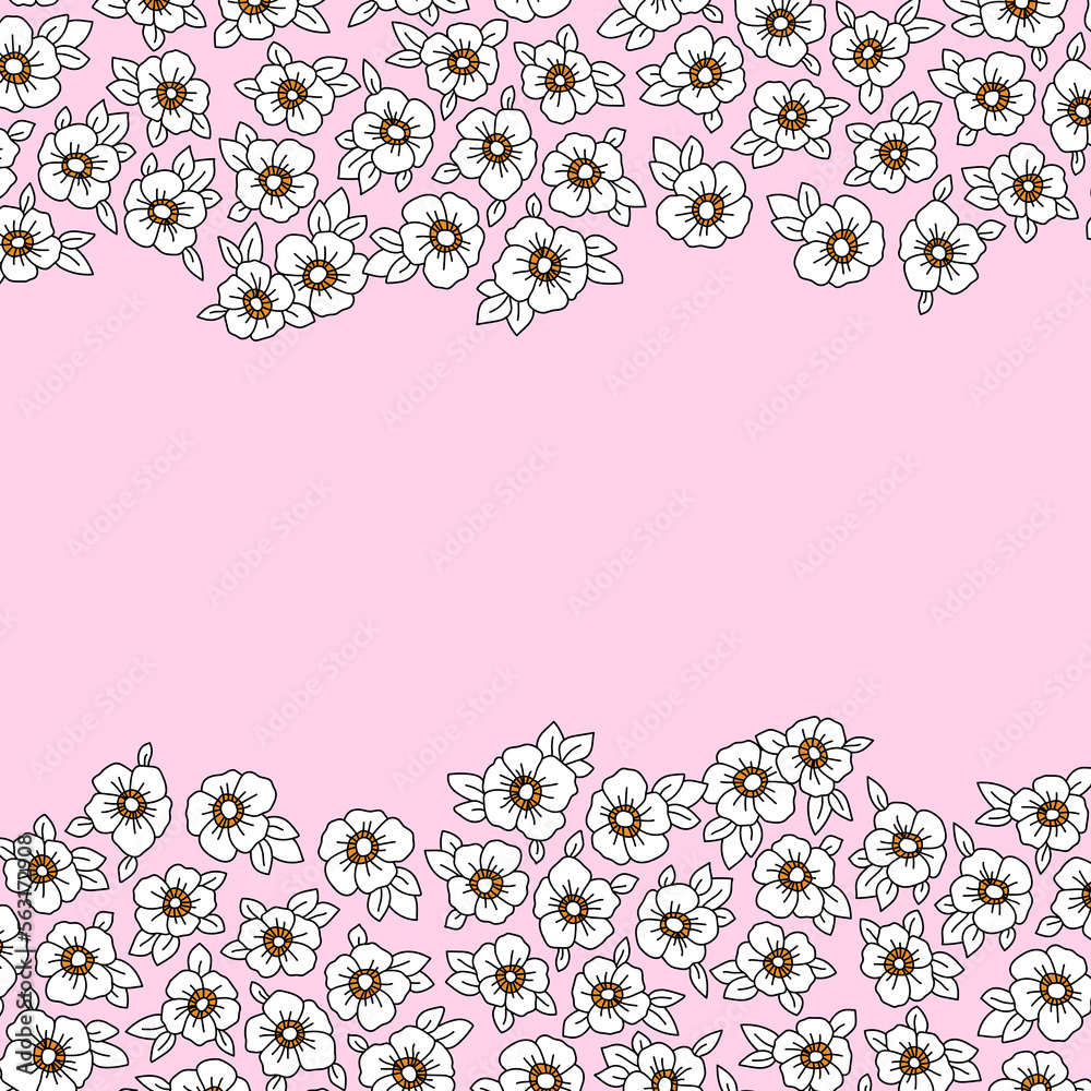 Vector pattern with flowers. Spring illustration with place for text. Isoleted element for wedding design, postcard, invitation, greeting card Vector pattern with flowers. Spring illustration with place for text. Isoleted element for wedding design, postcard, invitation, greeting card