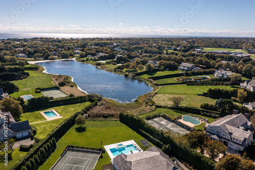 Foto Aerial shot of Hamptons Long Island