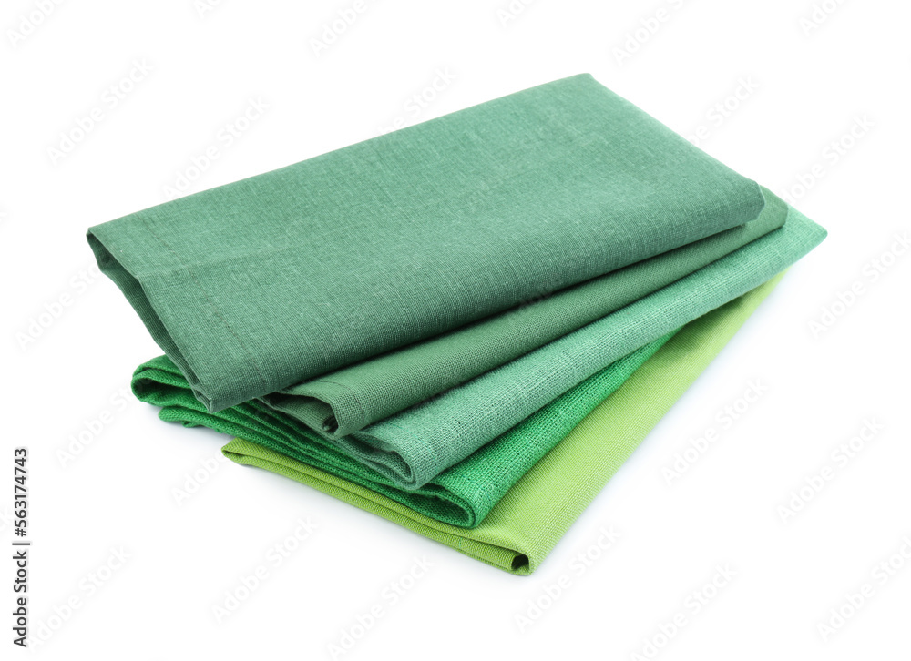 Stack of fabric napkins for table setting on white background Stack of fabric napkins for table setting on white background