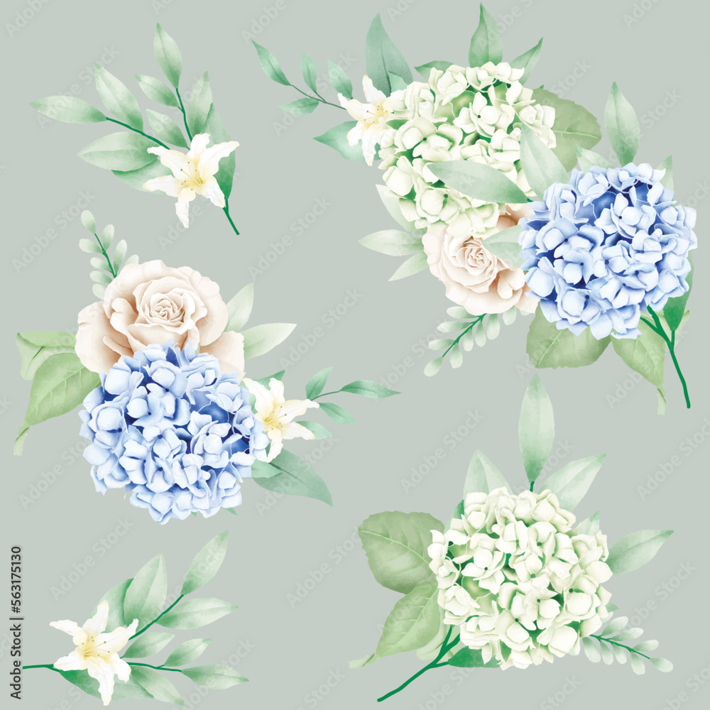 seamless pattern floral hydrangea watercolor