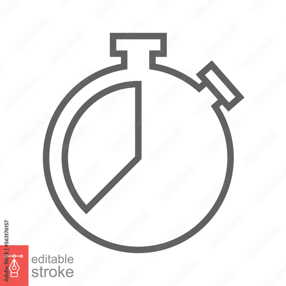 Stopwatch icon. Simple outline style. Timer symbol, clock, countdown, speed time concept. Line vector illustration isolated on white background. Editable stroke EPS 10. Stopwatch icon. Simple outline style. Timer symbol, clock, countdown, speed time concept. Line vector illustration isolated on white background. Editable stroke EPS 10.