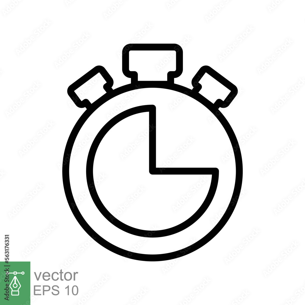 Stopwatch icon. Simple outline style. Timer symbol, clock, countdown, speed time concept. Line vector illustration isolated on white background. EPS 10. Stopwatch icon. Simple outline style. Timer symbol, clock, countdown, speed time concept. Line vector illustration isolated on white background. EPS 10.