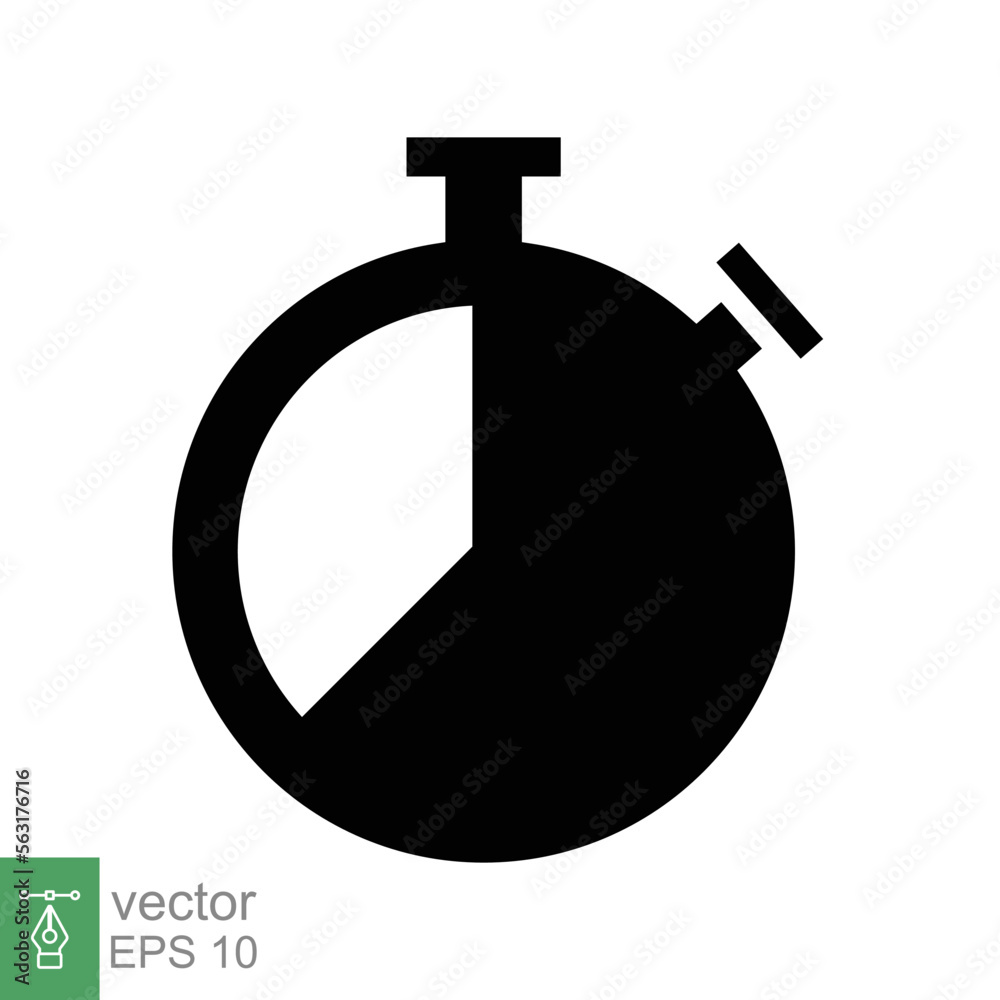 Stopwatch icon. Simple solid style. Timer symbol, clock, countdown, speed time concept. Glyph vector illustration isolated on white background. EPS 10. Stopwatch icon. Simple solid style. Timer symbol, clock, countdown, speed time concept. Glyph vector illustration isolated on white background. EPS 10.