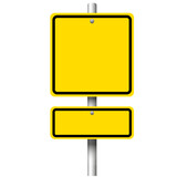 Blank square and rectangle shaped yellow road signs on white background