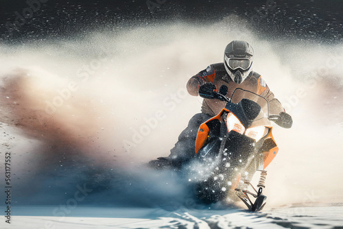 Extreme sports. Snowmobiling. Winter recreation and sports. Generative AI