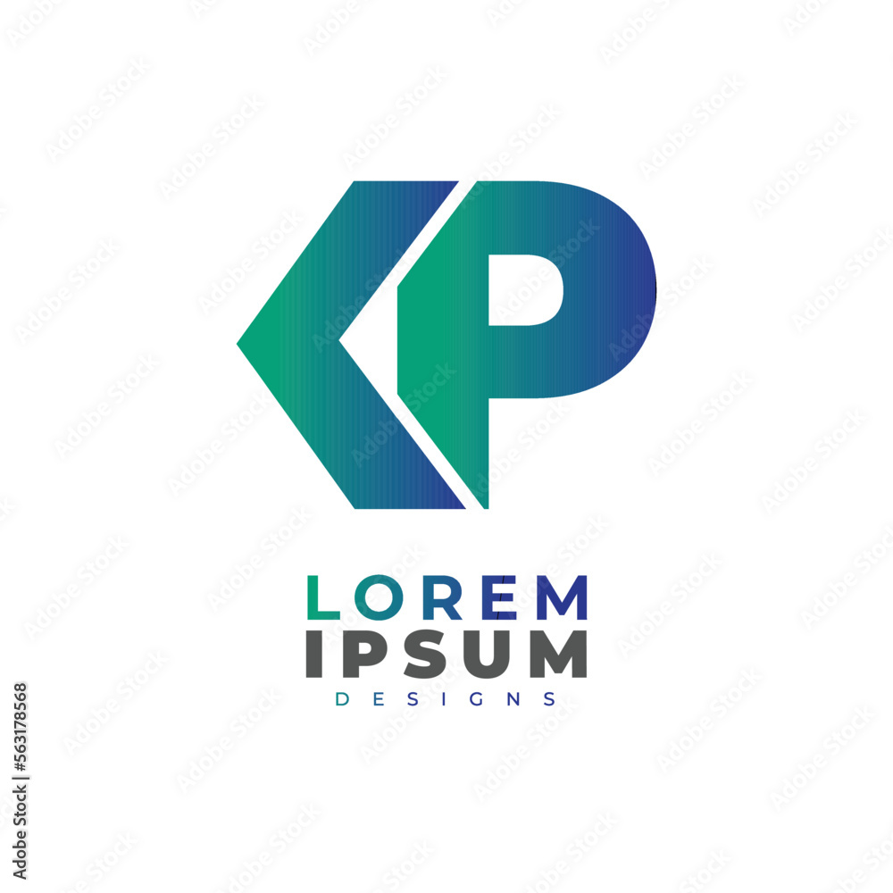 Initial letter KP, straight linked line bold, KP LOGO Initial letter KP, straight linked line bold, KP LOGO