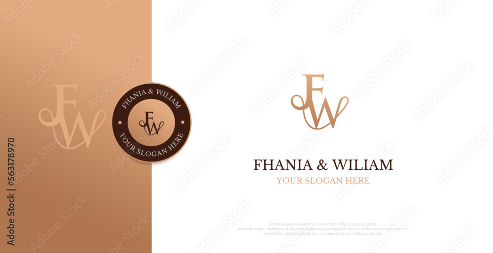 Initial FW Logo Design Vector 